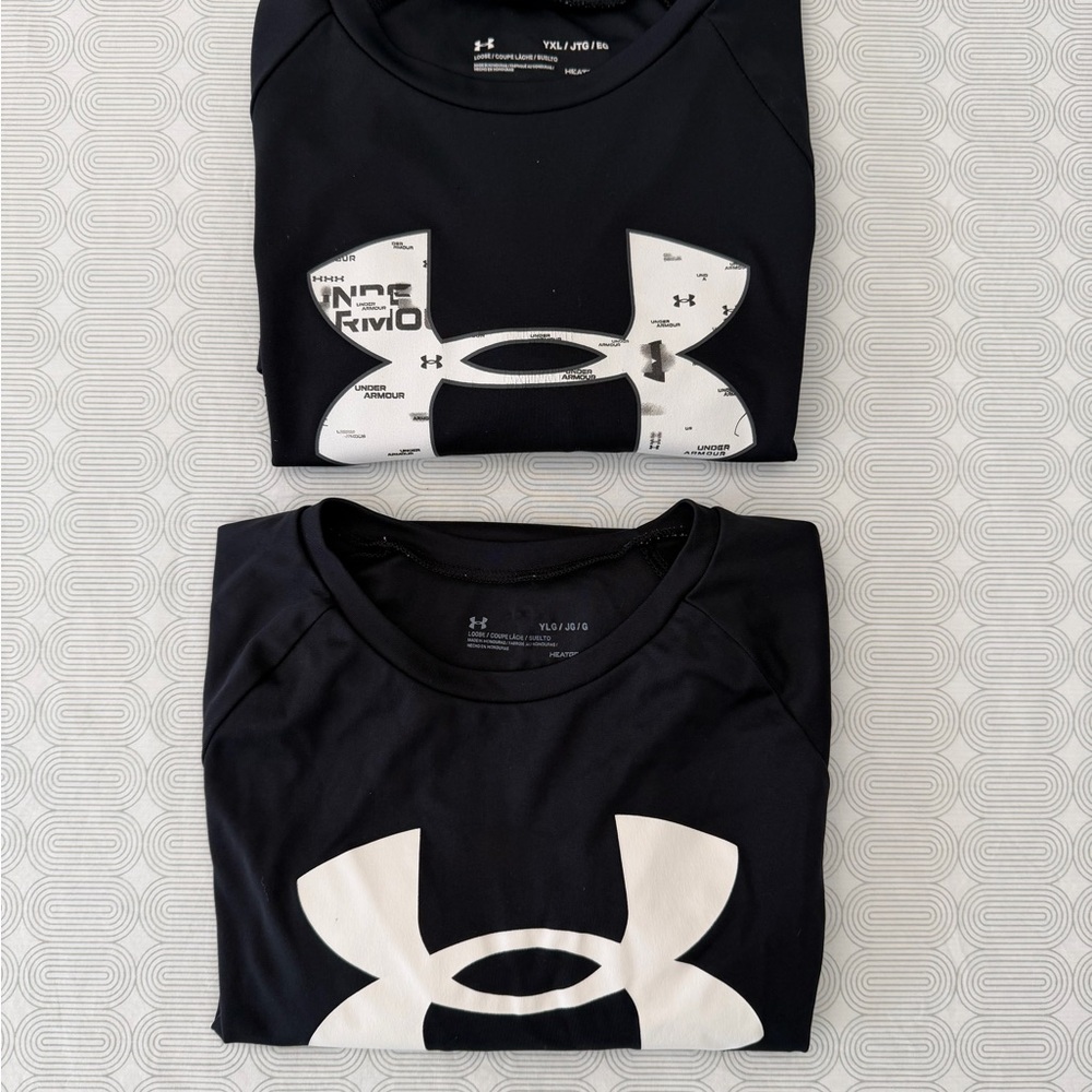 Under Armour Kids' Black and White Short Sleeve Tees